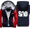 2022 SAO Sword Art Online Camo Hoodies Mens Winter Warm Thicken Fleece Zipper Sweatshirt Coat plus 9 - Anime Jacket UK Store