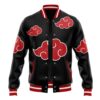 Akatsuki Pattern Naruto Varsity Jacket FRONT Mockup - Anime Jacket UK Store