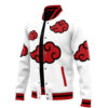 Akatsuki White Pattern Naruto Varsity Jacket F RIGHT Mockup - Anime Jacket UK Store