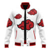 Akatsuki White Pattern Naruto Varsity Jacket FRONT Mockup - Anime Jacket UK Store