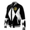 Black Ranger MMPR Varsity Jacket F RIGHT Mockup - Anime Jacket UK Store