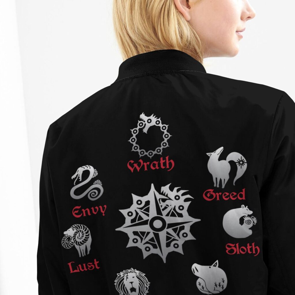 BomberJacketISevenDeadlySins 10 girlmodelback - Anime Jacket UK Store