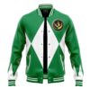 Green Ranger MMPR Varsity Jacket FRONT Mockup - Anime Jacket UK Store