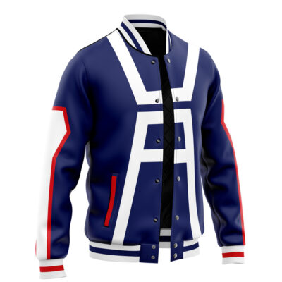 Gym Uniform MHA Varsity Jacket F LEFT Mockup - Anime Jacket UK Store
