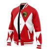 Red Ranger MMPR Varsity Jacket F RIGHT Mockup - Anime Jacket UK Store