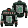 attack on titan ugly christmas military badged police xmas anime manga 3d bomberf9pap - Anime Jacket UK Store