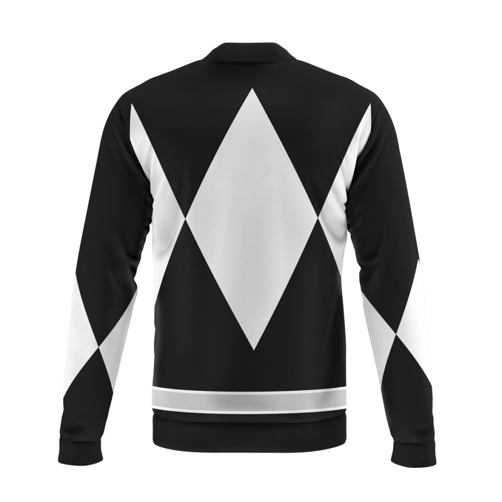 black ranger mighty morphin power rangers casual bomber jacket gpblt - Anime Jacket UK Store