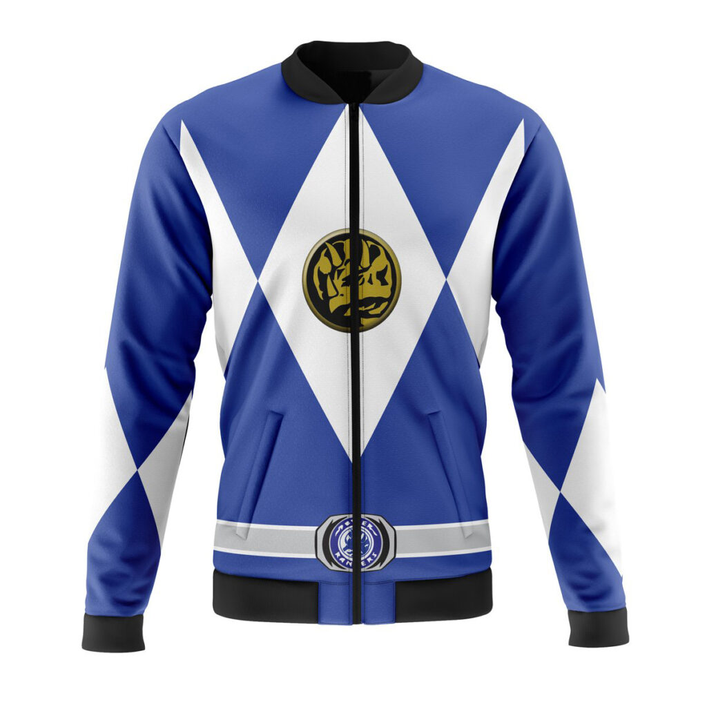 blue ranger mighty morphin power rangers casual bomber jacket - Anime Jacket UK Store
