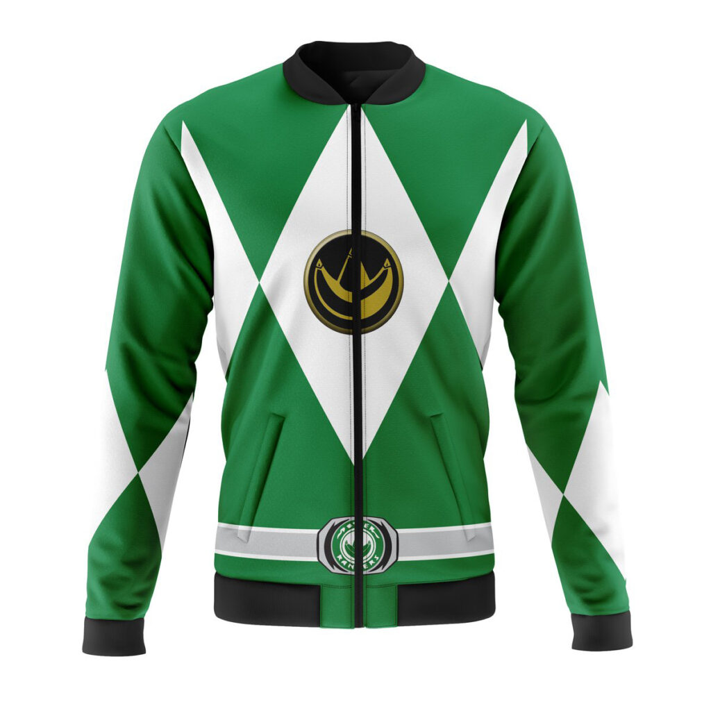 green ranger mighty morphin power rangers casual bomber jacket bwk4m - Anime Jacket UK Store