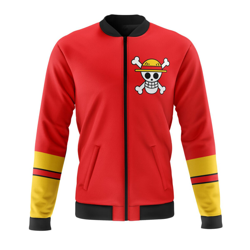 luffy straw hat one piece casual bomber jacket dj8v8 - Anime Jacket UK Store
