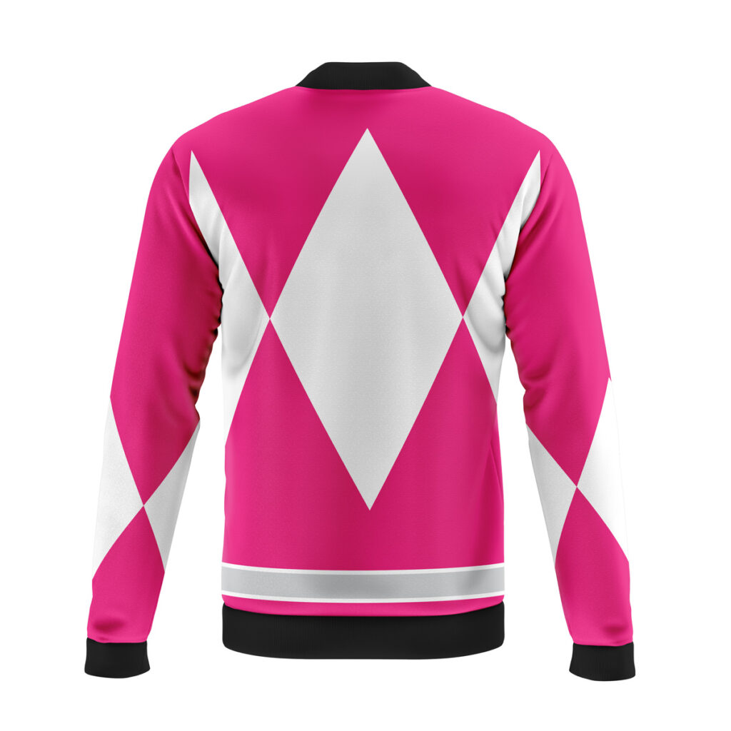 pink ranger mighty morphin power rangers casual bomber jacket s6mm0 - Anime Jacket UK Store