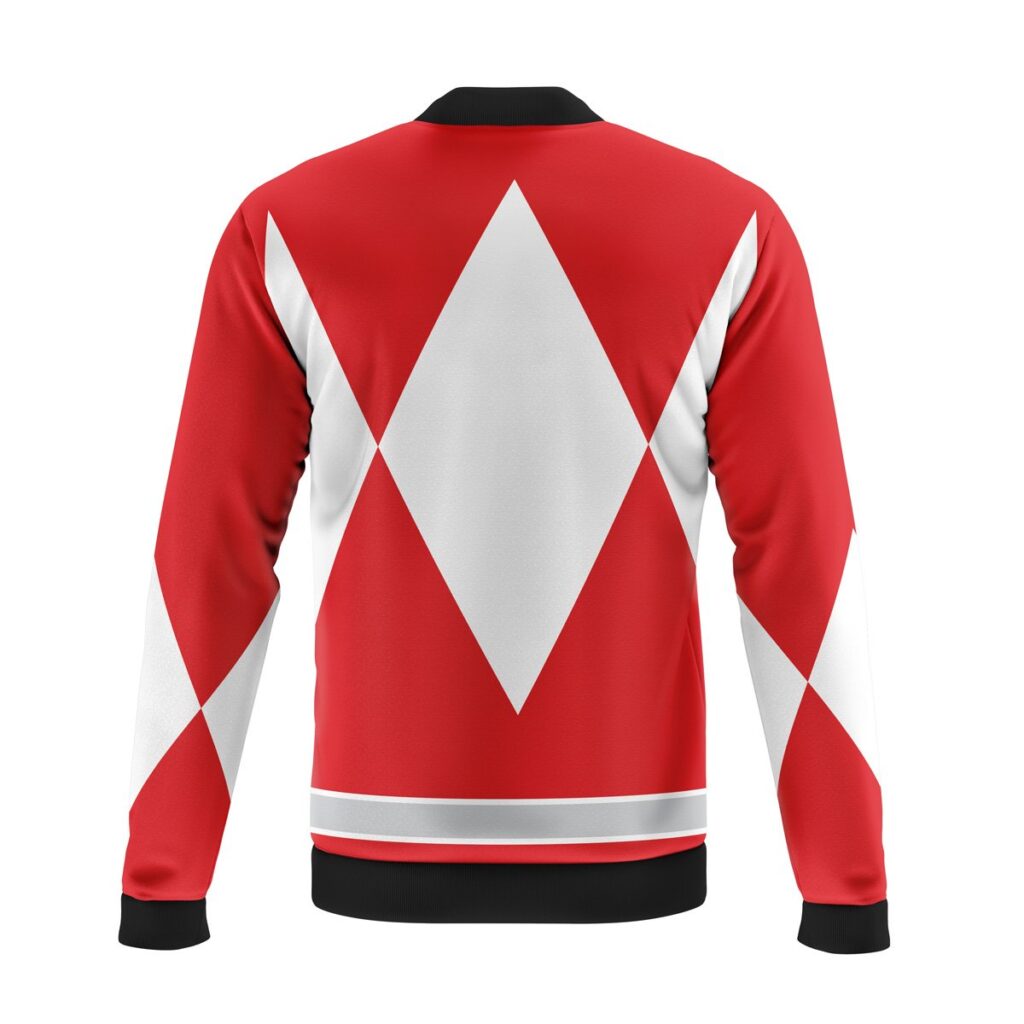 red ranger mighty morphin power rangers casual bomber jacket 2ptdf - Anime Jacket UK Store