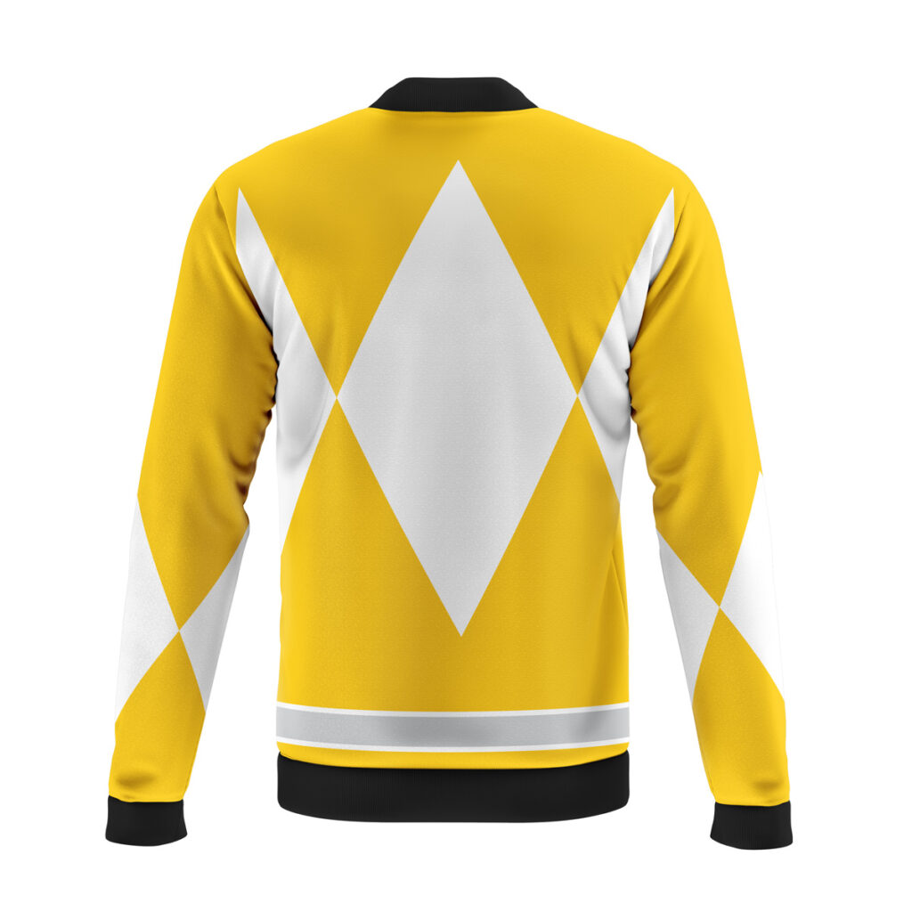 yellow ranger mighty morphin power rangers casual bomber jacket pj6aj - Anime Jacket UK Store